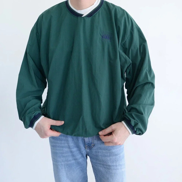 Vintage 90S Lee Sport Hunter Green Golfing Windbreaker Credit Union Logo Jacket - Picture 1 of 13